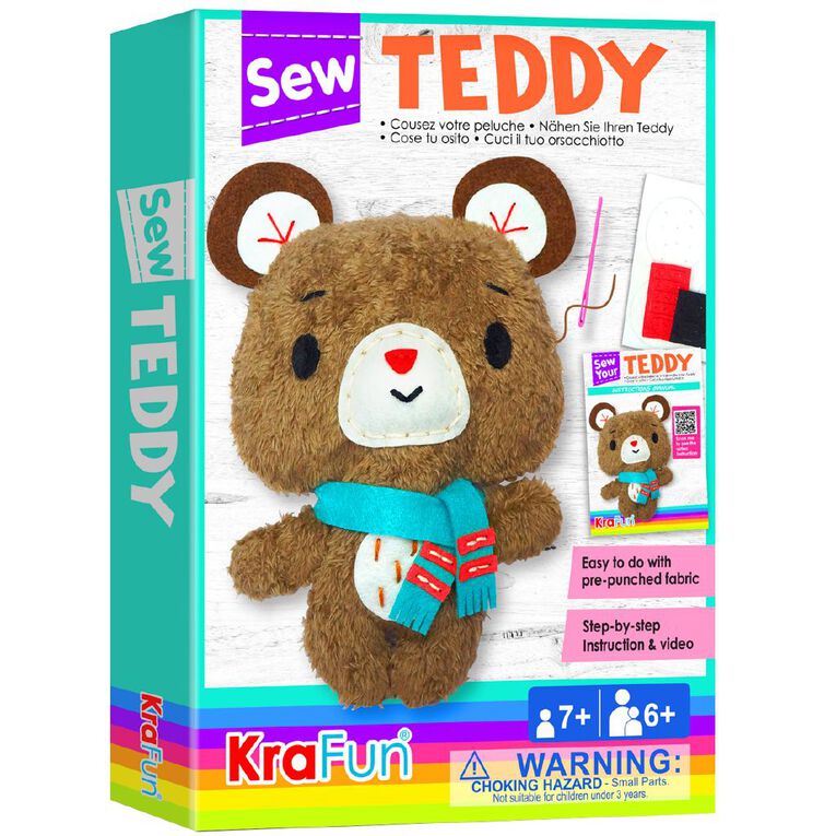 Krafun Sew Your Own Teddy Kit, , hi-res