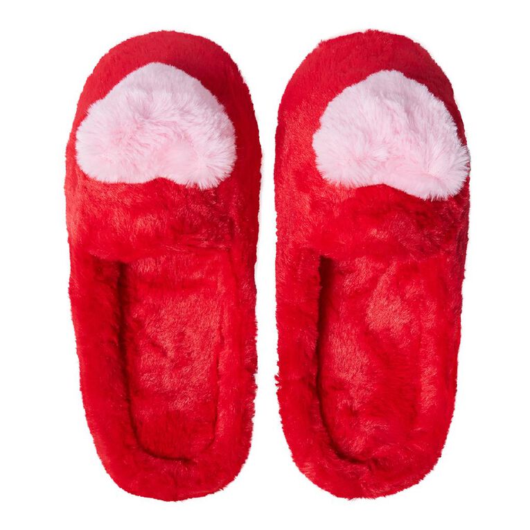 H&H Women's Heart Scuff Slippers, Red, hi-res