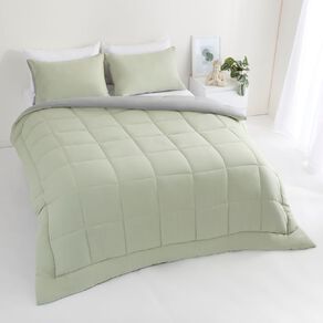Living & Co Microfibre 3 Piece Comforter Set Grey Green King