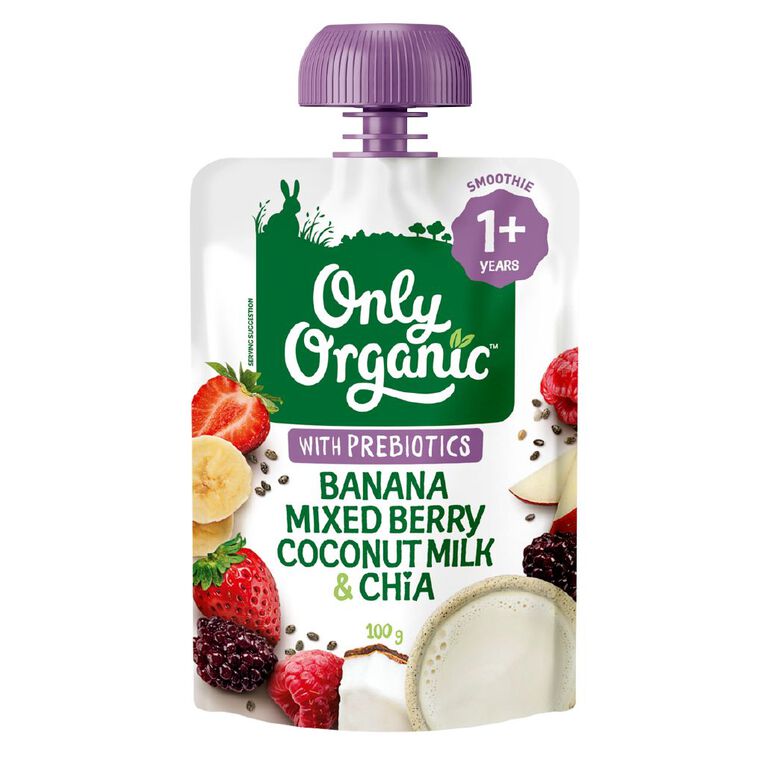 Only Organic Banana Mixed Berry Coconut Milk & Chia 1+ Years, , hi-res