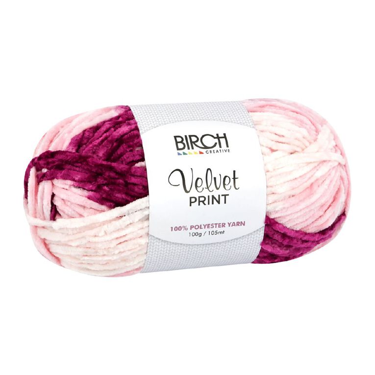 Birch Velvet Yarn 100% Polyester 100G Print Wine Mix, , hi-res