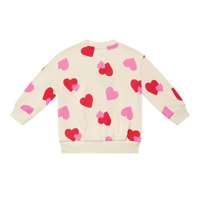 Young Original Toddler Girls' Printed Sweatshirt, Cream, hi-res