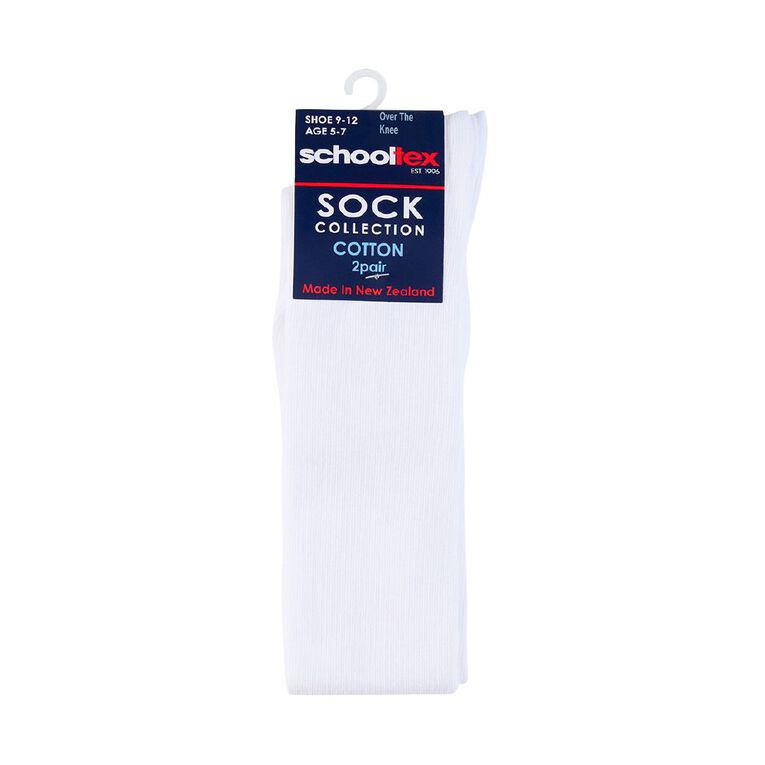 Schooltex Over the Knee Socks 2 Pack, White, hi-res