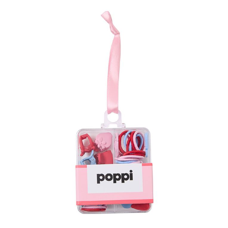 Poppi Elastic Bands and Mini Clip Set Pink, , hi-res