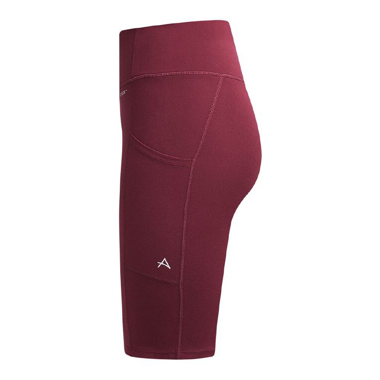 Active Intent Women's Pocket Bike Shorts, Red Dark, hi-res