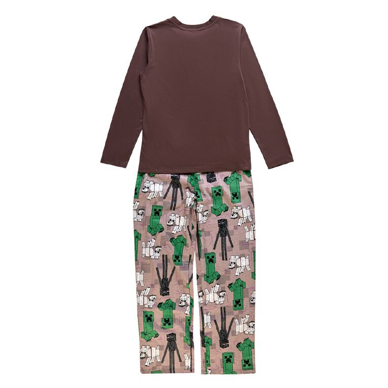 Minecraft Boys' Knit and Flannelette Pyjama Set, Grey Mid, hi-res