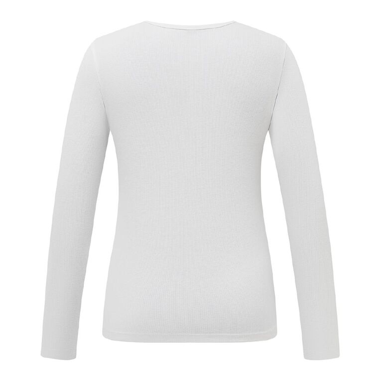 H&H Women's Long Sleeve Classic Rib Crew Tee, White, hi-res
