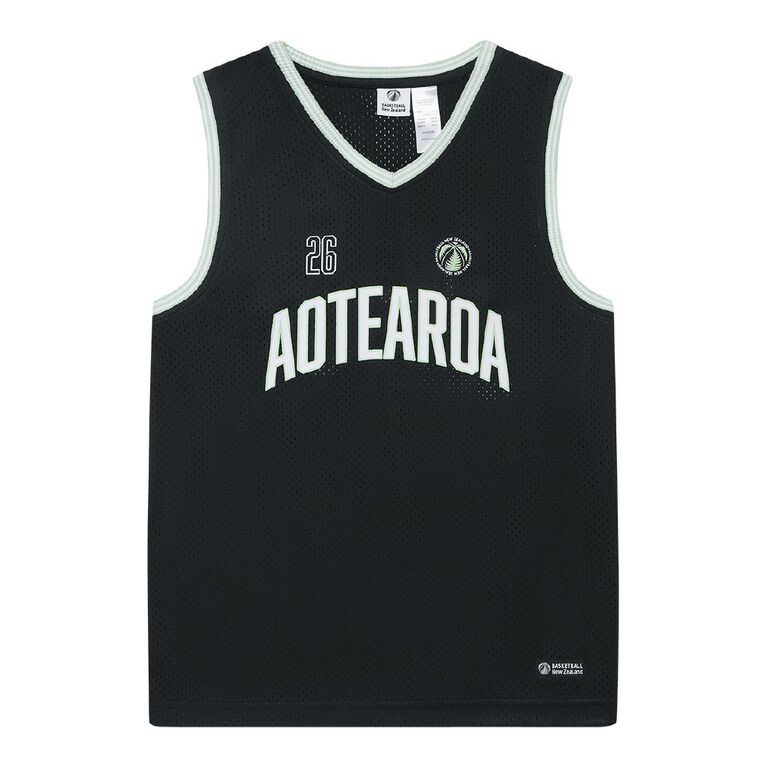 Basketball NZ Basketball Singlet, Black, hi-res
