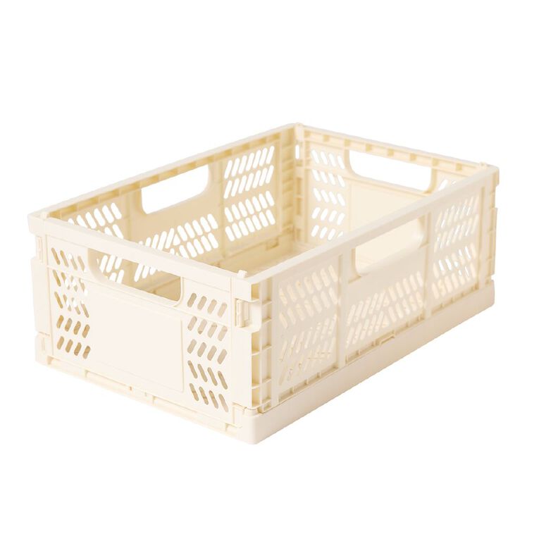 Living & Co Large Foldable Storage Crate Cream, , hi-res