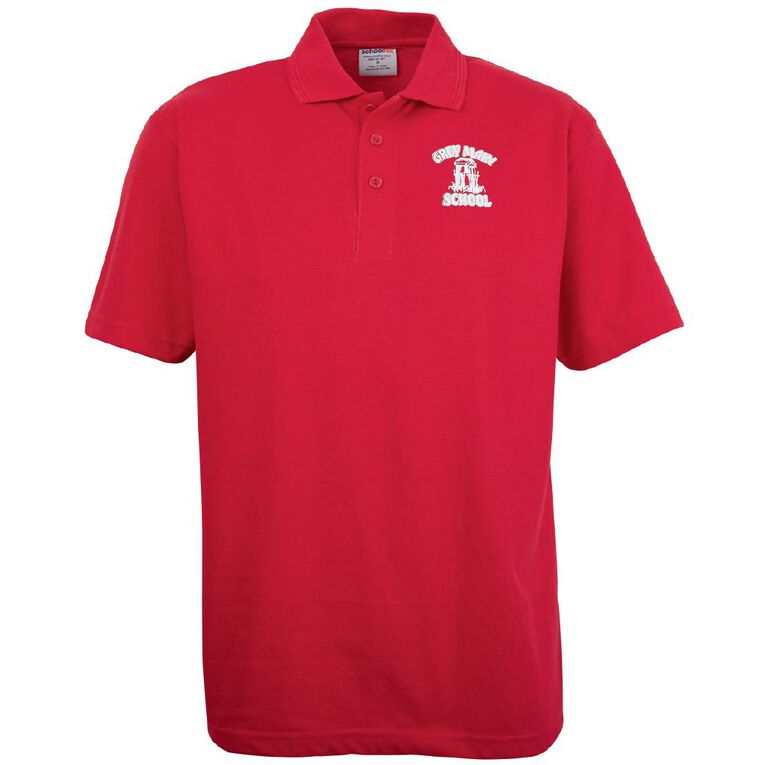 Schooltex Greymouth Main School Short Sleeve Polo with Transfer, Red Mid, hi-res