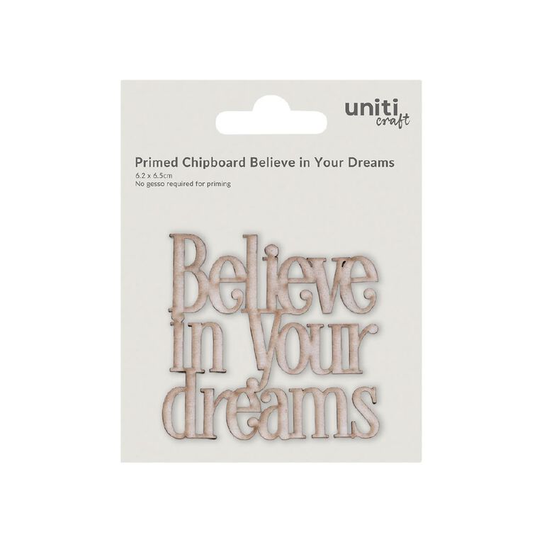 Primed Chipboard Believe In Your Dreams 1pc Little Birdie, , hi-res