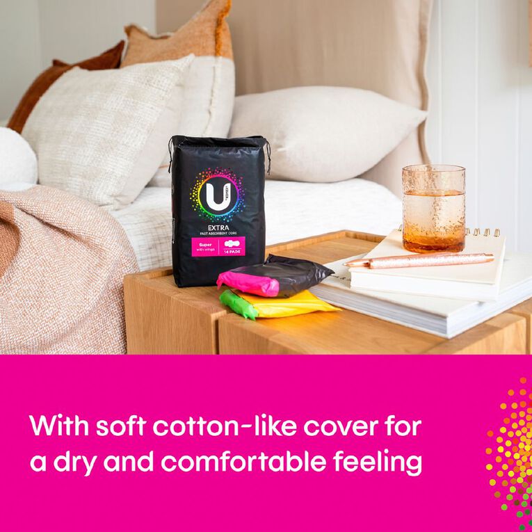U By Kotex Super Wings Maxi Pads 14 Pack, , hi-res