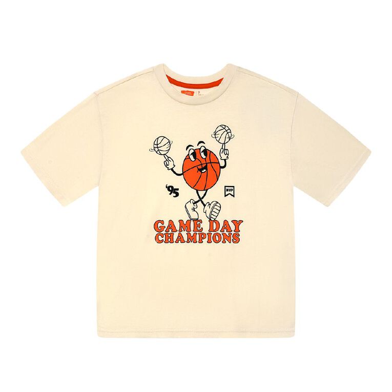 Young Original Short Sleeve Relaxed Print Tee, Cream, hi-res