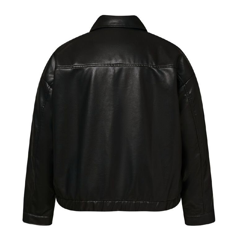 H&H Curve Women's PU Bomber, Black, hi-res