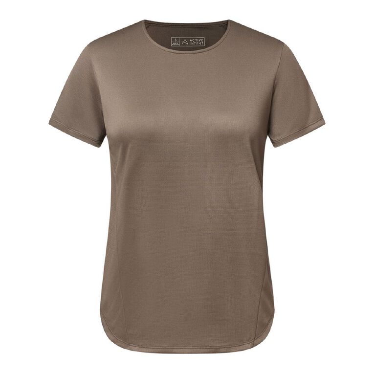 Active Intent Women's Side Angled T-Shirt, Brown Mid, hi-res