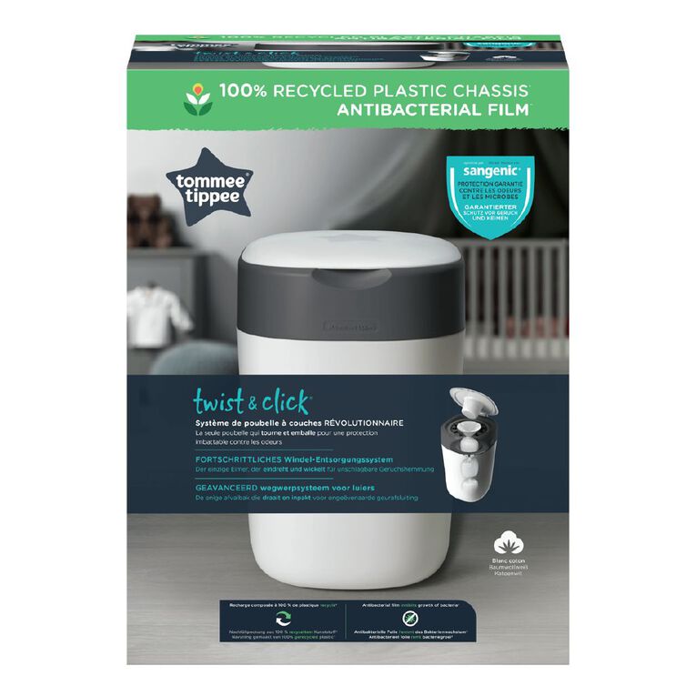 Tommee Tippee Twist and Click Nappy Bin White, , hi-res