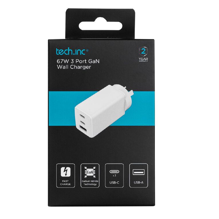 Tech.Inc 67W GAN Triple USB Wall Charger, , hi-res