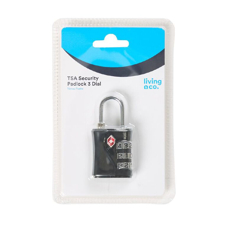 Living & Co TSA Security Padlock 3 Dial Black, , hi-res