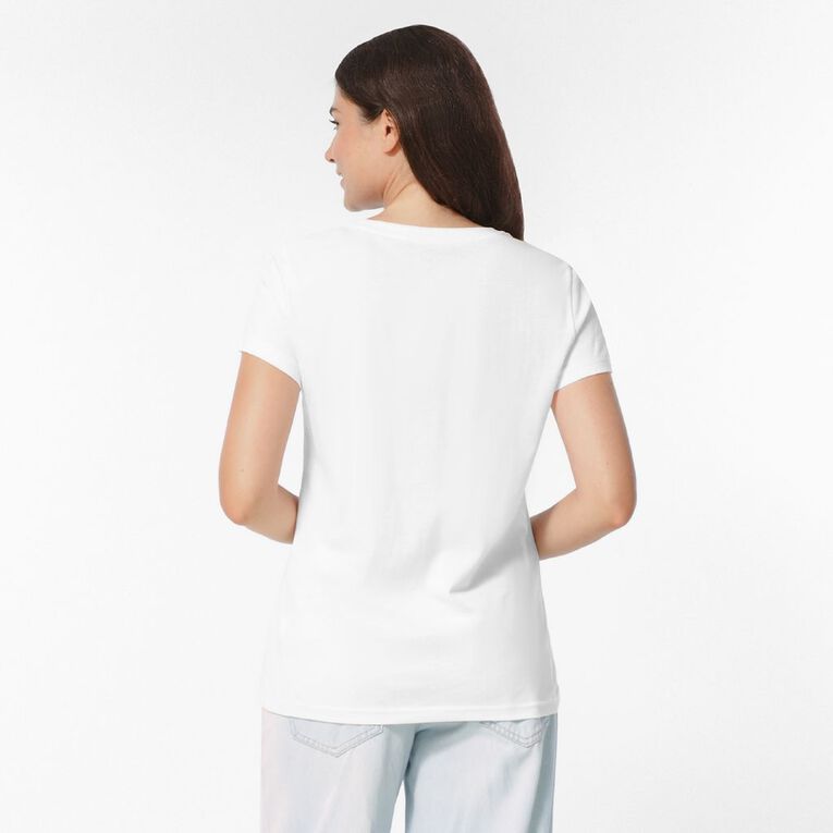 H&H Women's Short Sleeve Crew Neck Tee, Cream, hi-res