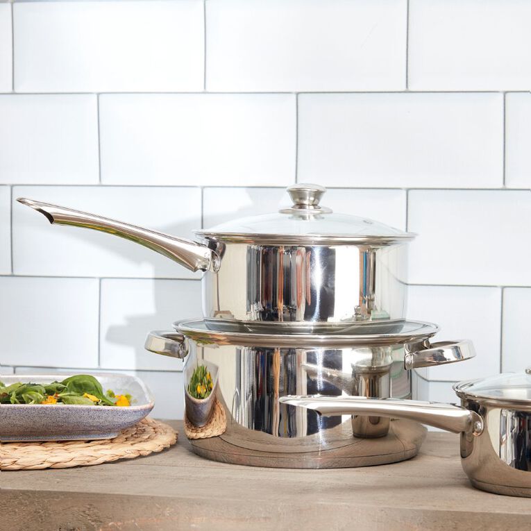 Living & Co Gourmet Casserole Pot Stainless Steel 24cm, , hi-res