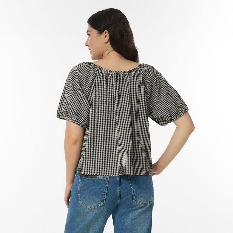 H&H Women's Short Sleeve Boho Tie Blouse, , hi-res