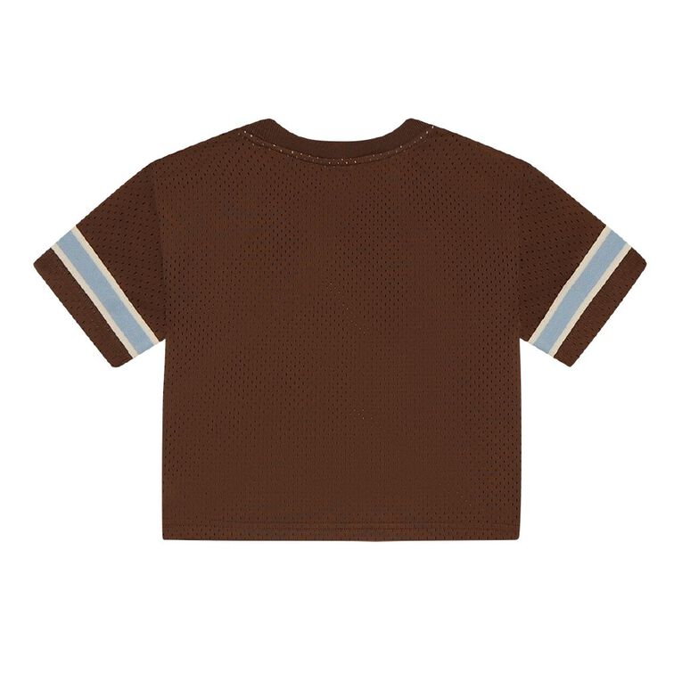 Young Original Toddler Short Sleeve Eyelet Tee, Brown Dark, hi-res