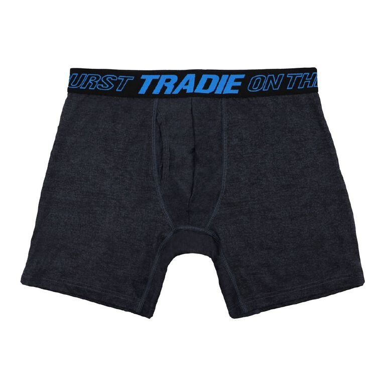 Tradie Men's Mid Length Cool Tech Trunks, Black Marle, hi-res