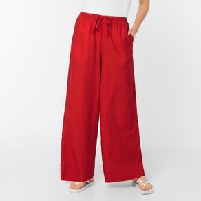 H&H Women's Linen Blend Tie Waist Pants