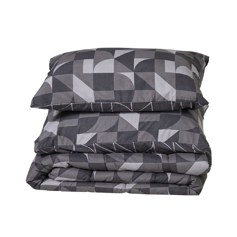 Living & Co 3 Piece Comforter Nova Grey Queen, , hi-res