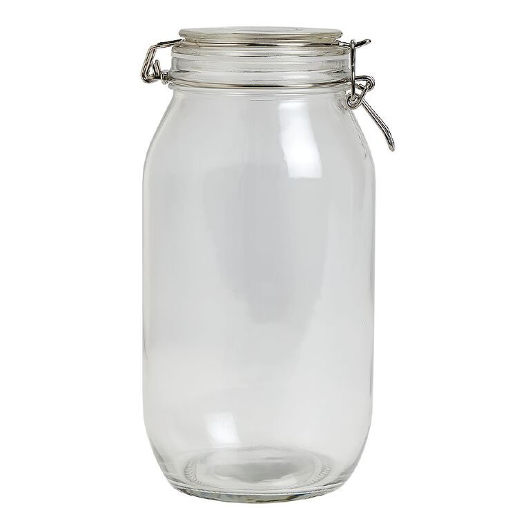 Living & Co Round Glass Clip Top Jar Clear 2.2L, , hi-res