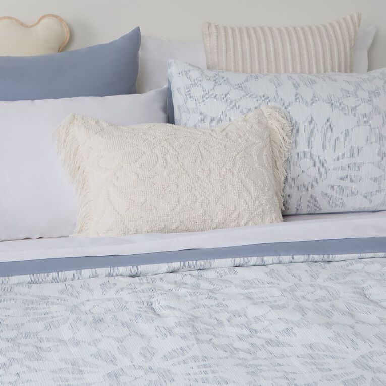 Living & Co 3 Piece Comforter Set Chenille Jacquard Blue Queen, , hi-res