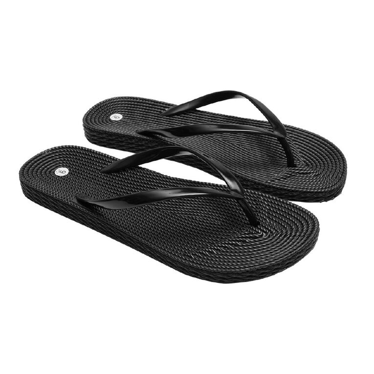 H&H Women's Plaited Jandals, Black, hi-res