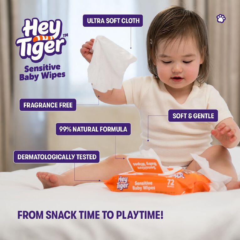 Hey Tiger Sensitive Wipes 216 Pack, , hi-res