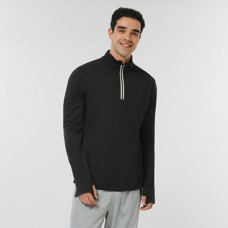Active Intent Men's Active Quarter Zip Sweat, Black, hi-res