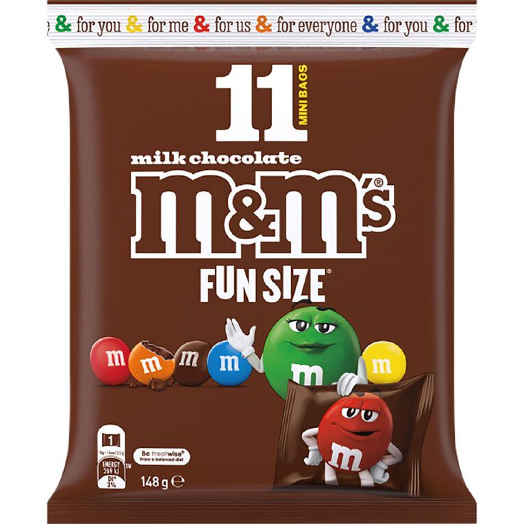 M&M's Milk Chocolate Funsize 11 Pieces 148g Bag