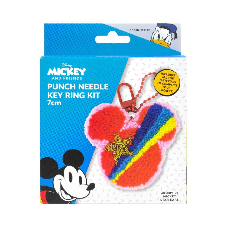 Punch Needle Key Ring 7cm Mickey Star Ears, , hi-res