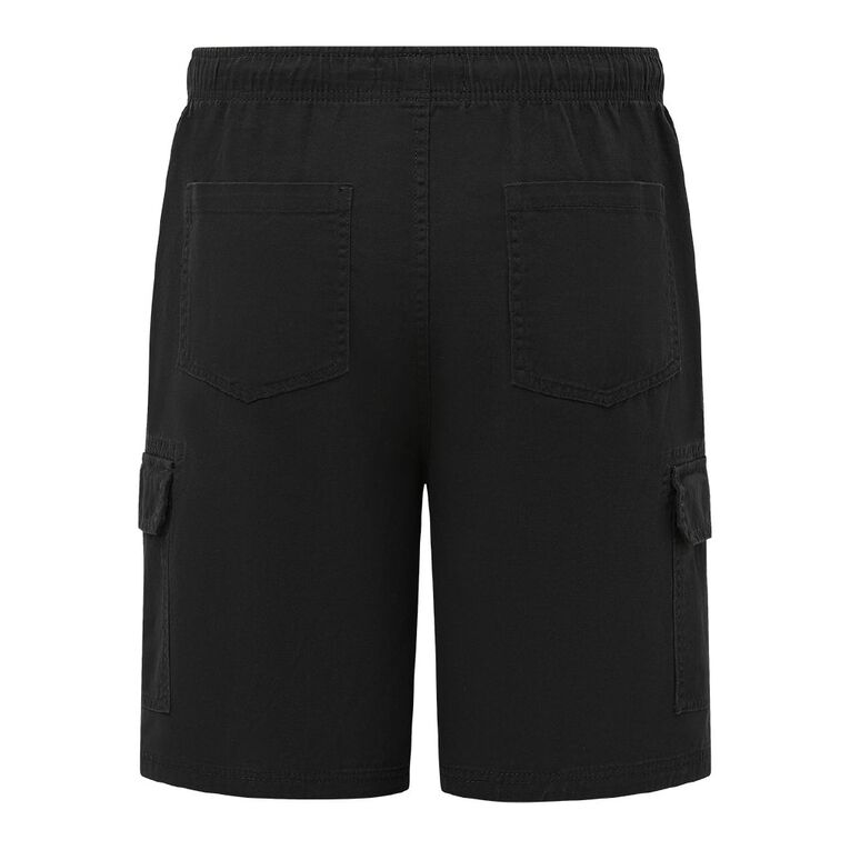 H&H Men's Elasticated Waist Cargo Shorts, Black, hi-res