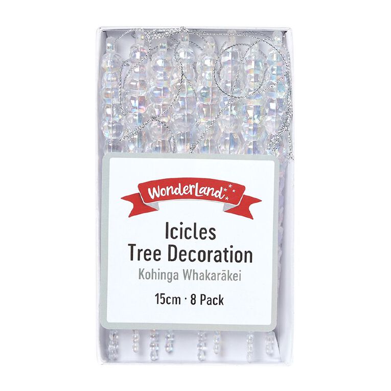 Wonderland Icicles 15cm Tree Decoration Assorted 8 Pack, , hi-res