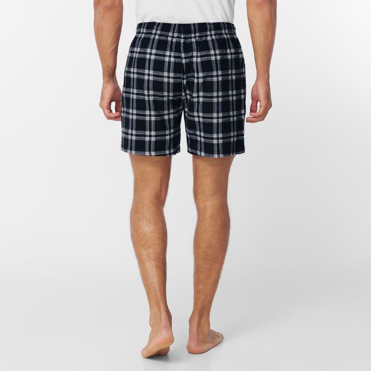 H&H Men's Flanelette Pyjama Shorts, Black, hi-res