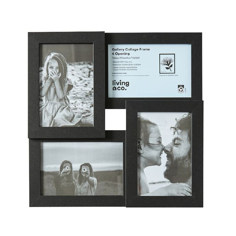 Living & Co Gallery Collage Photo Frame 4 Openings Black 4in x 6in, , hi-res