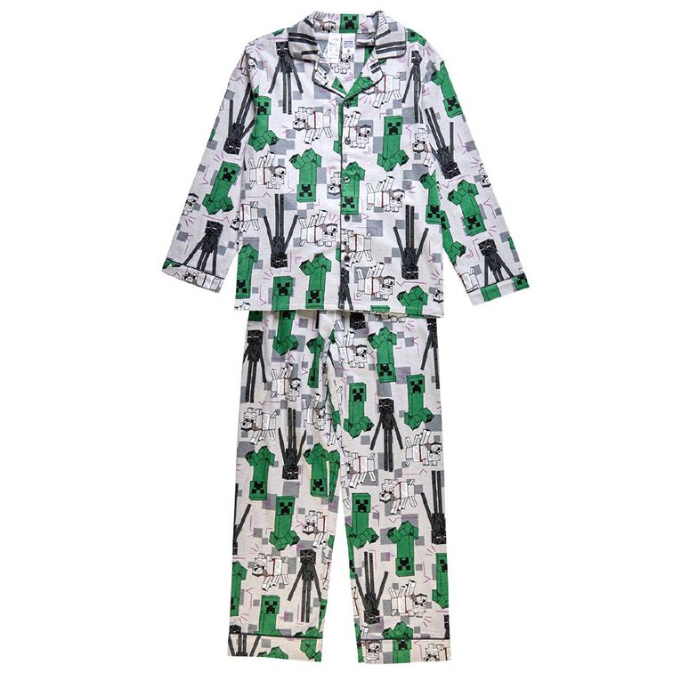 Minecraft Boys' Flannelette Button Up, Grey Mid, hi-res