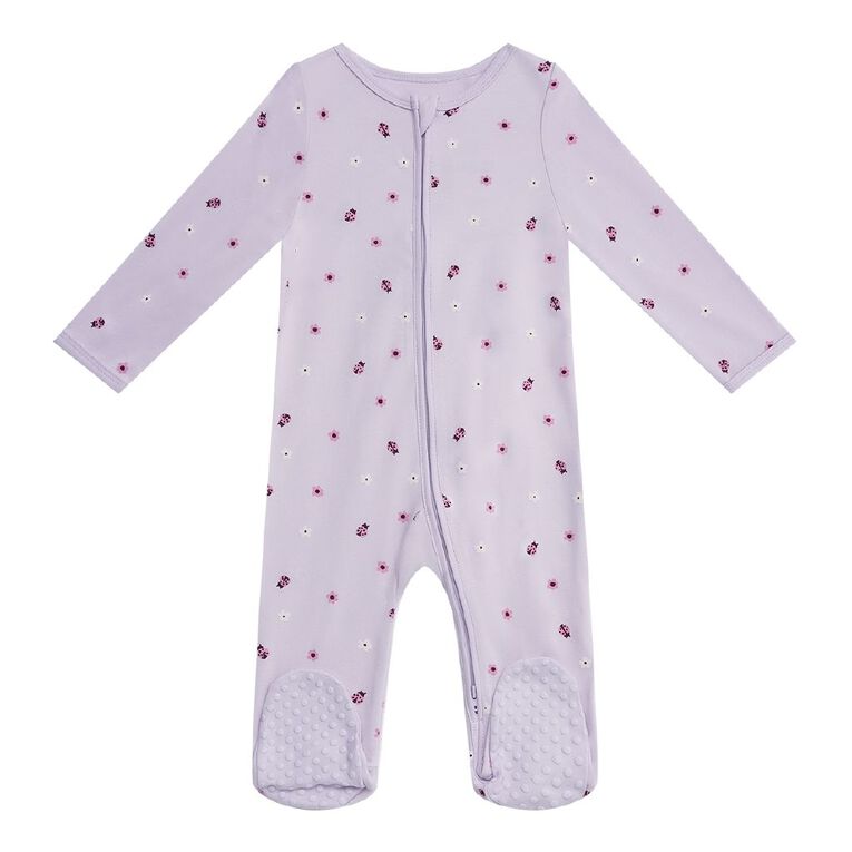 Young Original Babies' Zip-Thru Footed All-in-One, Purple Light, hi-res