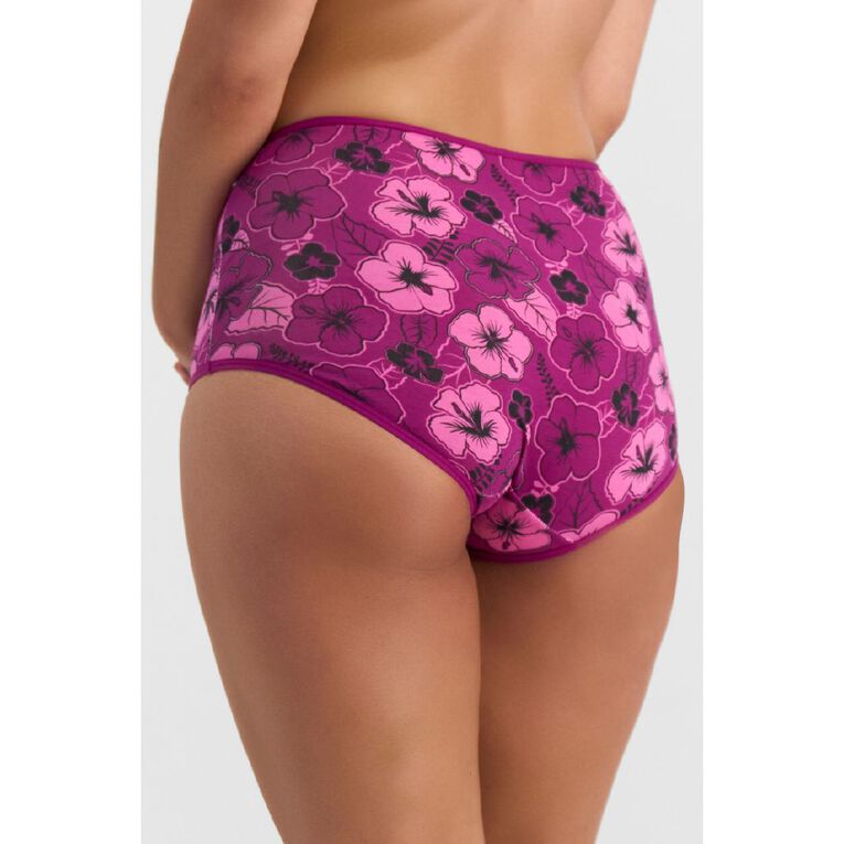 Rio Women's Full Briefs 5 Pack, Black/Pink, hi-res
