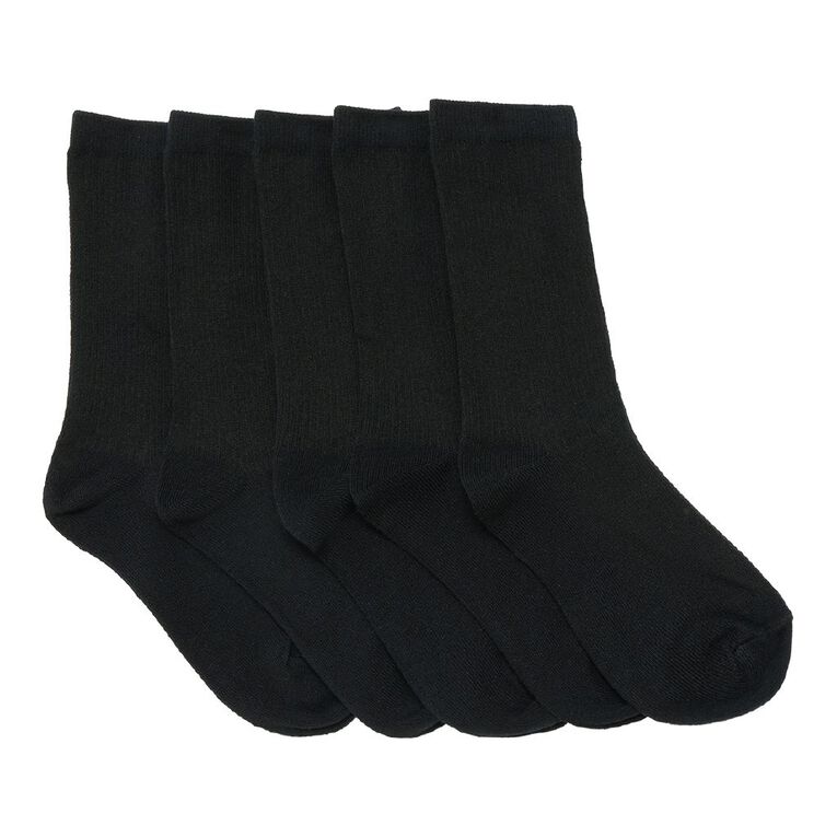H&H Boys' Rib Crew Socks 5 Pack, Black, hi-res