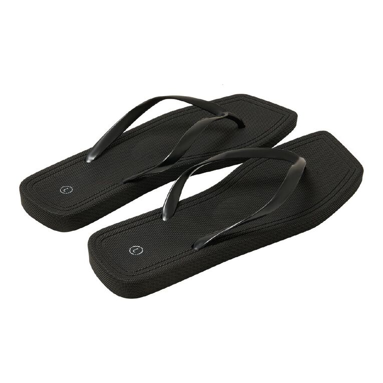 H&H Women's Square Toe Jandals, Black, hi-res