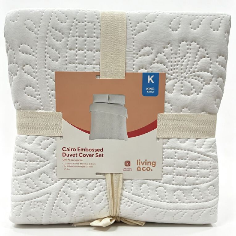 Living & Co Duvet Cover Set Cairo Embossed King, , hi-res