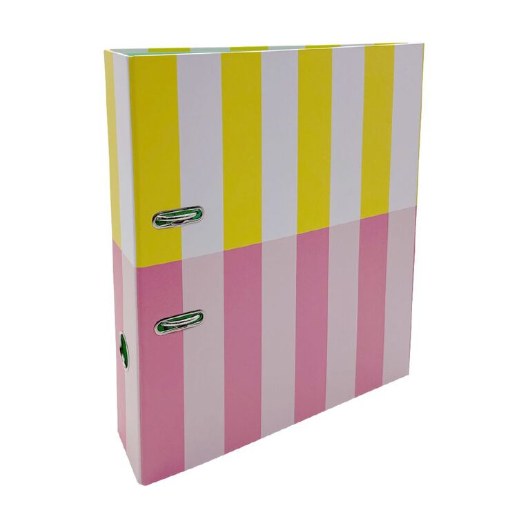 Uniti Clubhouse Lever Arch Striped Yellow Light A4, , hi-res