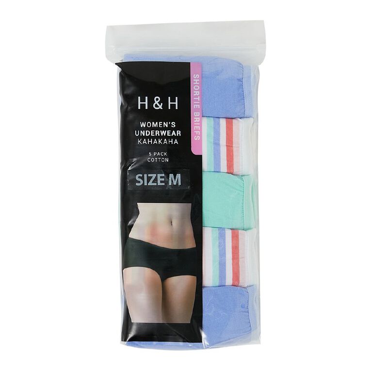 H&H Women's Shortie Briefs 5 Pack, Blue Mid, hi-res