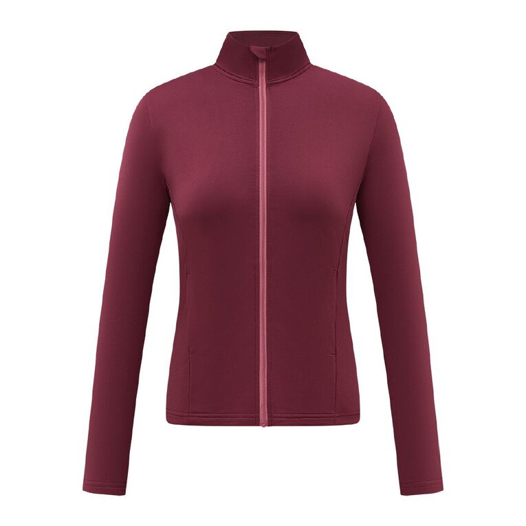 Active Intent Women's Thermal Zip Sweat, Red Dark, hi-res