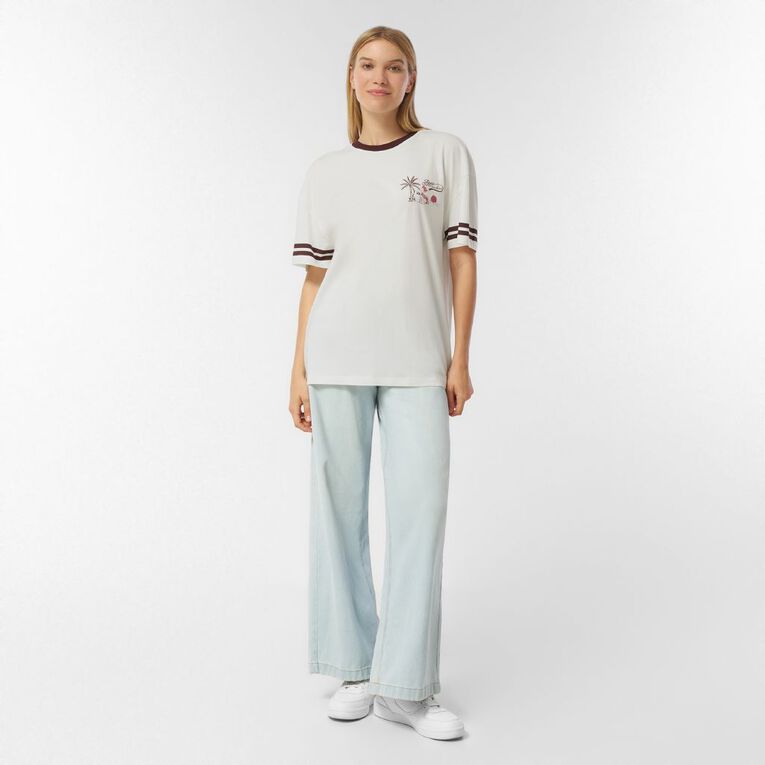 H&H Women's Short Sleeve Boyfriend Graphic Tee, Cream MERMAID, hi-res